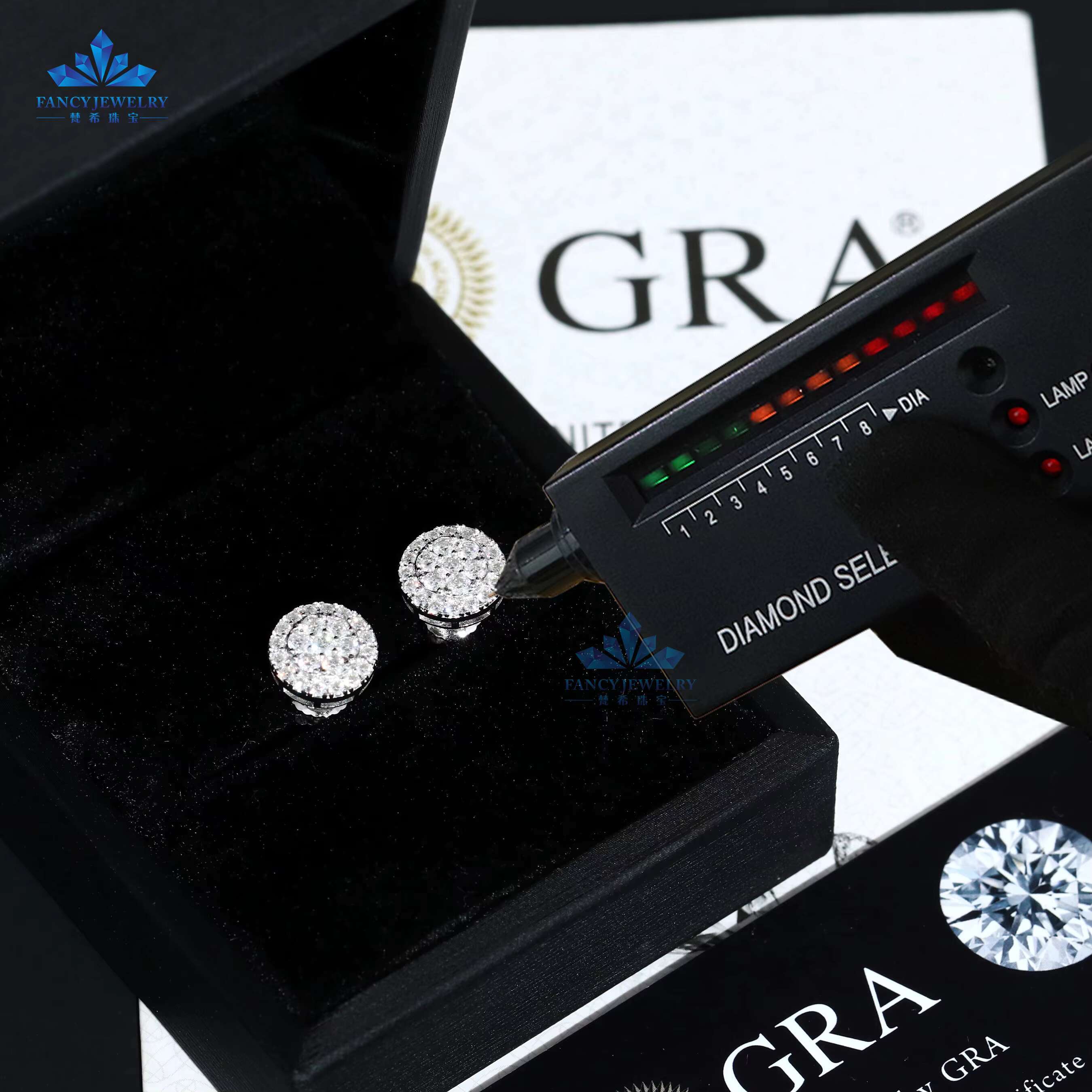 In Stock Classic Hip Hop Style Pass Diamond Tester 925 Silver Gold Plated VVS Diamond Moissanite Flower Stud Earrings Cluster