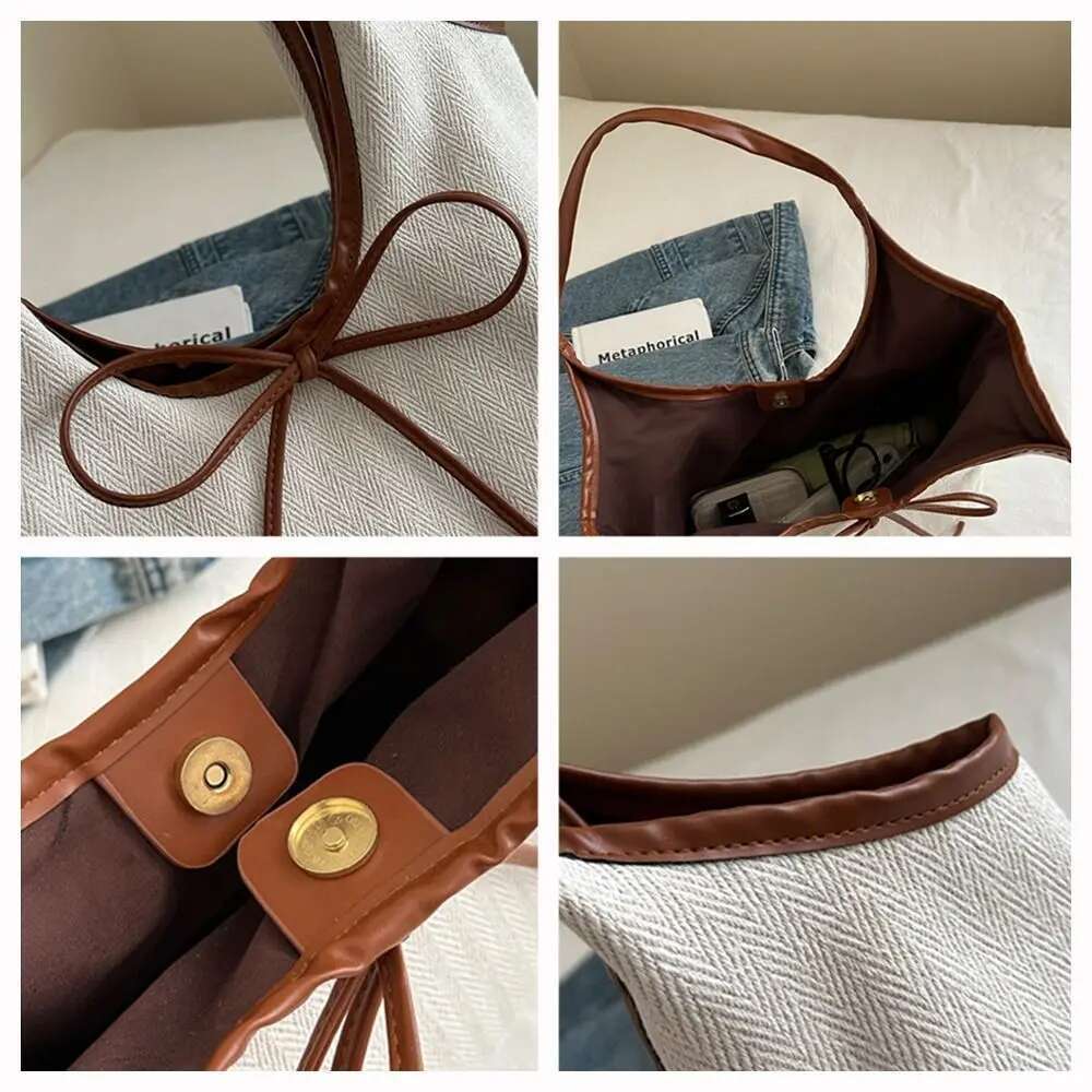 Simple Large Capacity Shoulder Bags Solid Color Portable Big Handbags Canvas Bag For Outdoor Travel