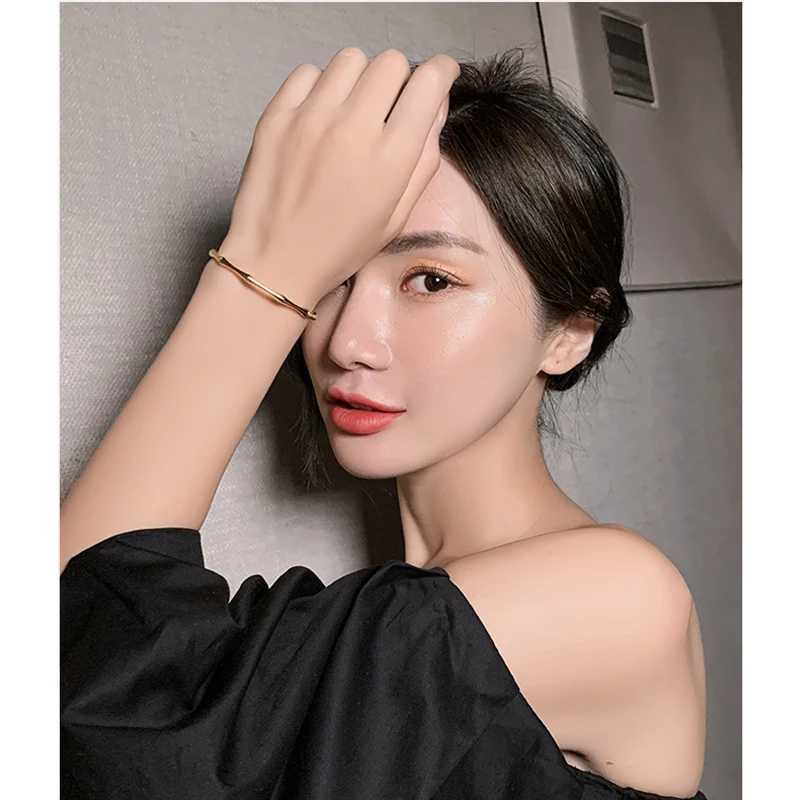 2023 Trend Stainless Steel Gold Color Bamboo Joint Bangles Bracelet for Women Men Romantic Party Gift Fashion Jewelry XJ250707