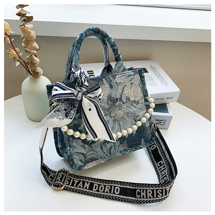 Designer Free Shipping Monet Shoulder Bag Garden Inspired Tote Pearl Print For Women Spacious Crossbody Purse With Artistic Floral Pattern