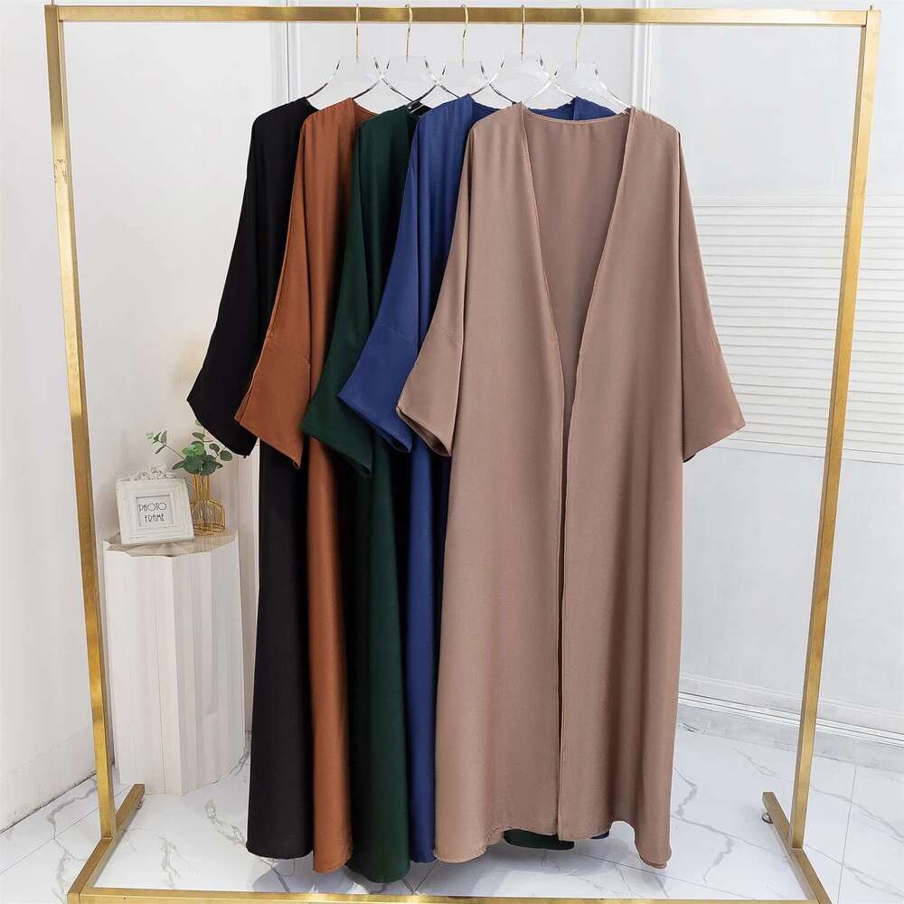 Open Front Abaya Long Sleeve Ramadan Maxi Length Dress, Women's Clothing, Muslim Cardigan Abayas Out Kaftans Women Jilbabs