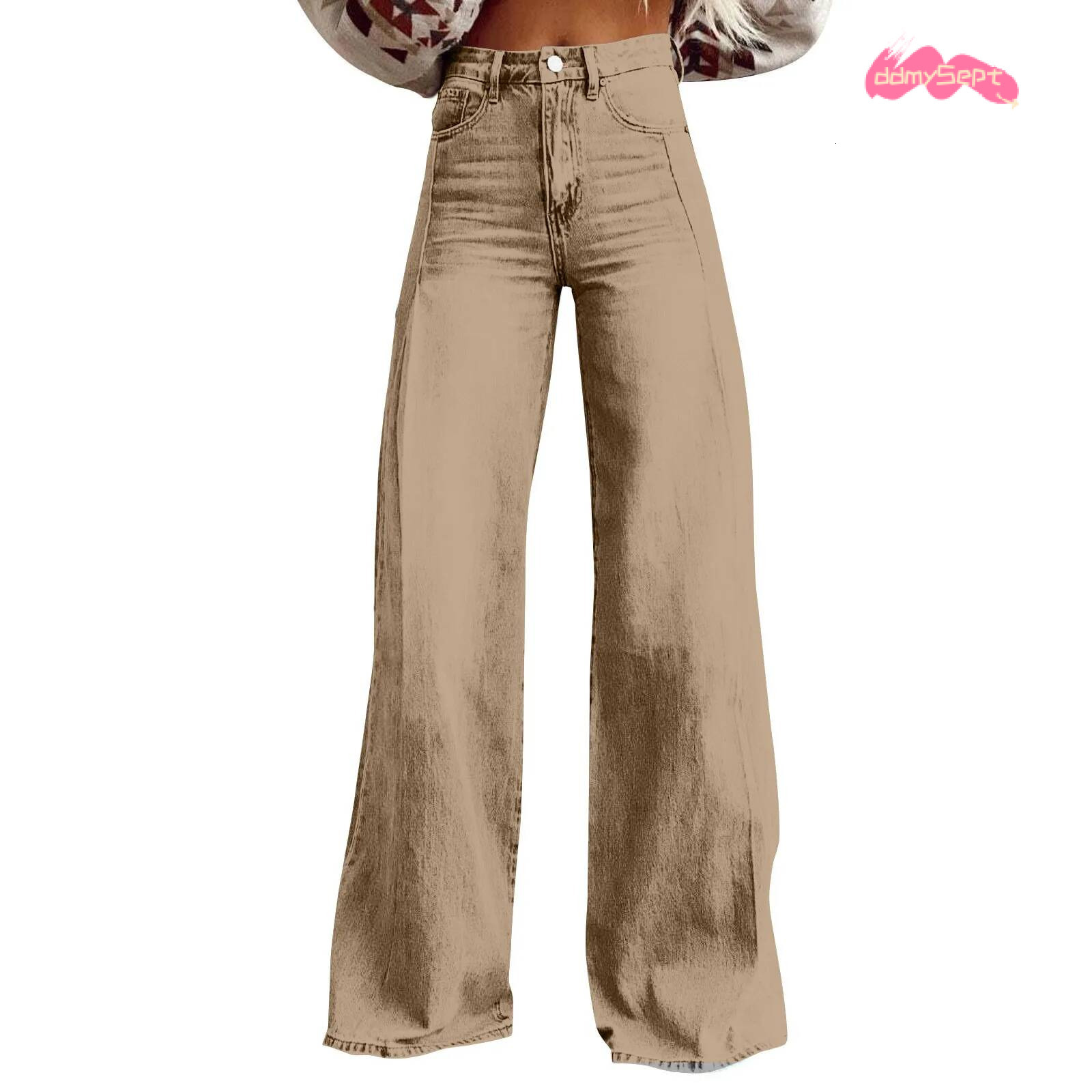 Vintage Women Irregular High Waist Slimming Wide Leg Mop Long Fashion Blue Baggy Jeans Streetwear Pants ddmysept