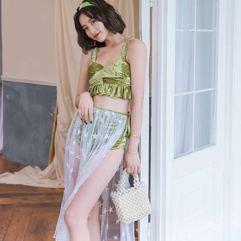 Pucci Bathing Suit Women's Swimwear Vintage One Piece Swimsuit Designer Bathing Suit Beach Dress Dutch Gold Velvet Solid Color Bikini Three Piece