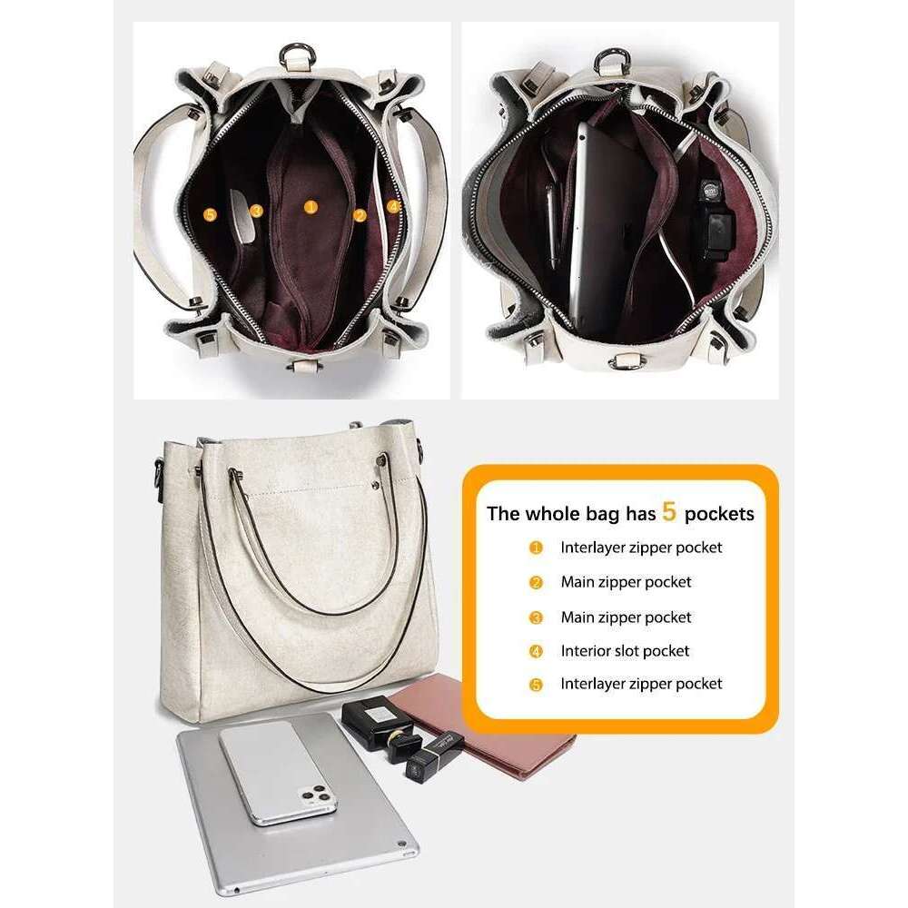 Designer bag231 Zency Women Shoulder Cowhide Leather Large Capacity Handbag Multifunction Use Crossbody Messenger Bag Bucket Shopper