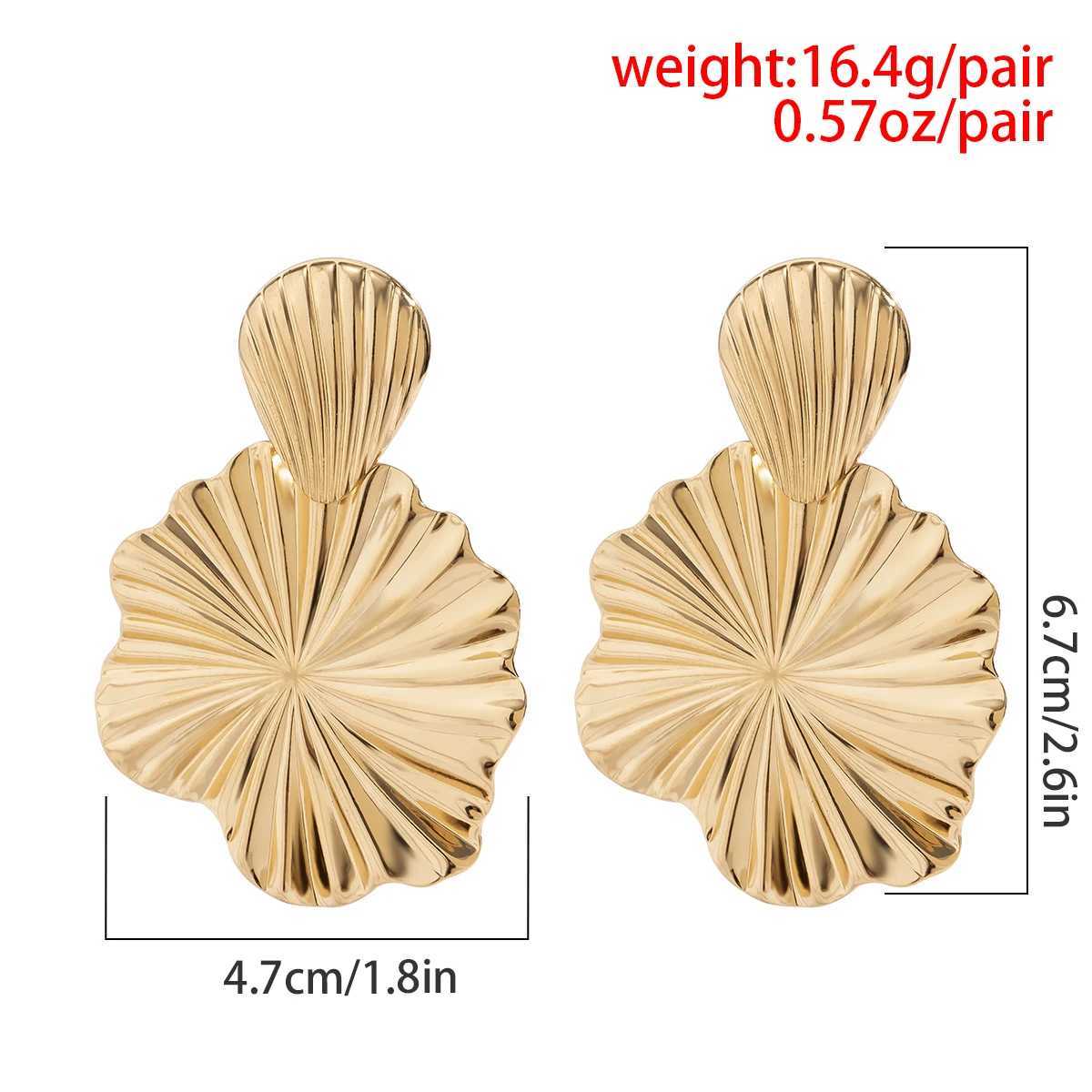 Trendy Geometric Lotus Leaf Shape Pendant Drop Earrings for Women Gold Color Hanging Earrings Ladies Jewelry Wedding Party Gift Y250510