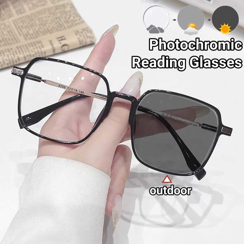 New Style Photochromic Reading Glasses Men Women Color Changing Eyeglasses Anti UV Sunglasses Luxury Far Sighted Eyewear 0~+4.0 W250513