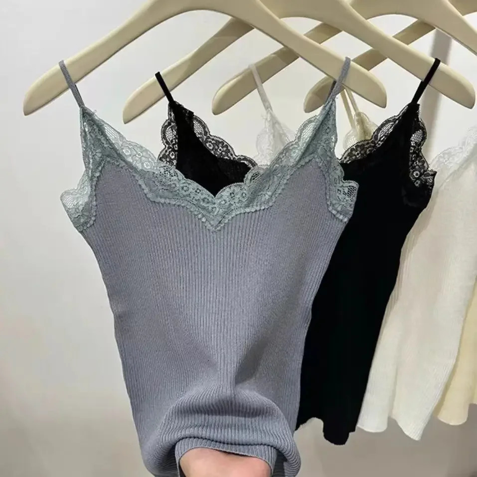 Lace Tank Top Women Cropped Cute Camis Sexy White Tops Female Korean Sleeveless Black Vest Summer Y2k Clothes 250513