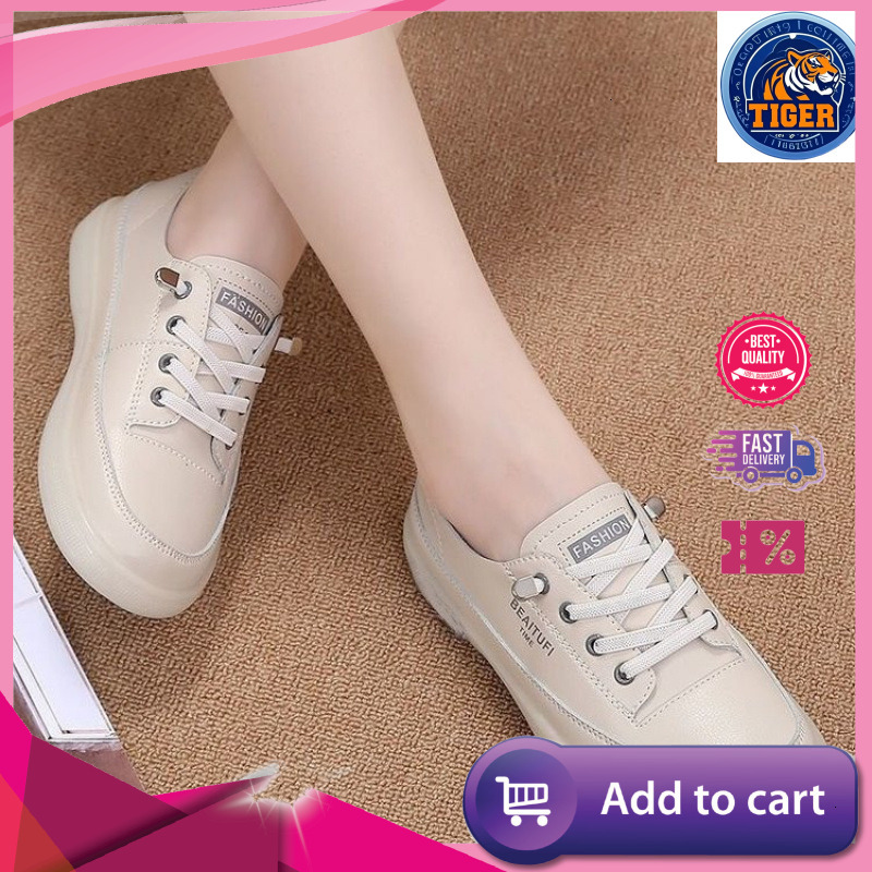 Ddmytiger White For Women In The Autumn Of New Flat Bottomed Cowhide With Soft Soles Comfortable And Easy To Step On Single Shoes Outdoor Shoes