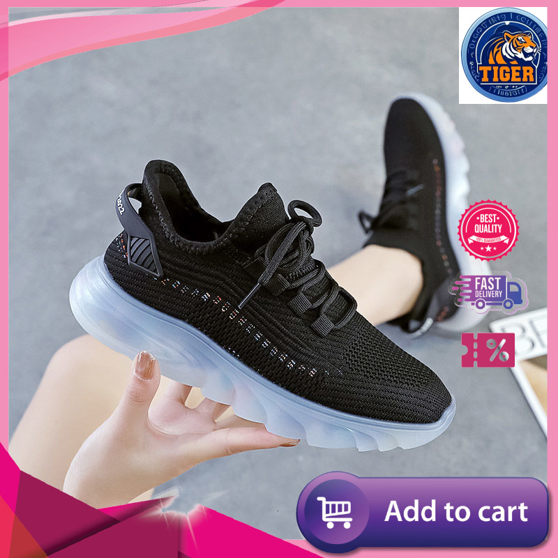Ddmytiger Flyknit Casual Mesh Breathable Sports Women S Jelly Bottom Coconut Student Running Shoes Outdoor Shoes