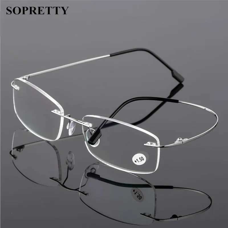 Unisex Titanium Alloy Rimless Reading glasses Women High Definition Anti Fatigue Ultralight Frameless Presbyopia Eyewear A859 W250513