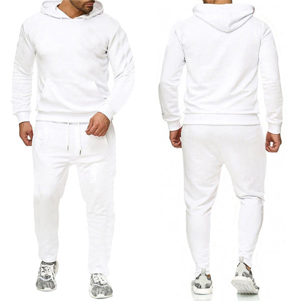 Casual Fashion American Solid Color Cotton Oversized Sweatshirt Men Two Piece Harajuku Joker Slacks Jogging Pants Tracksuits 250213