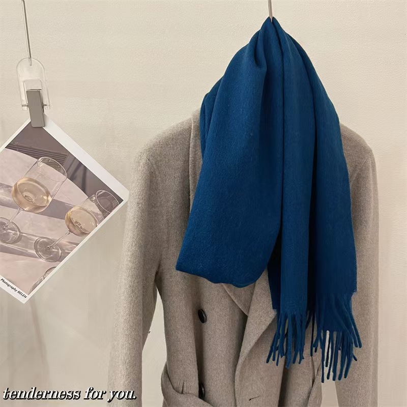 T695 Australian solid color wool scarf for women, all-match, warm, high-end narrow style in winter