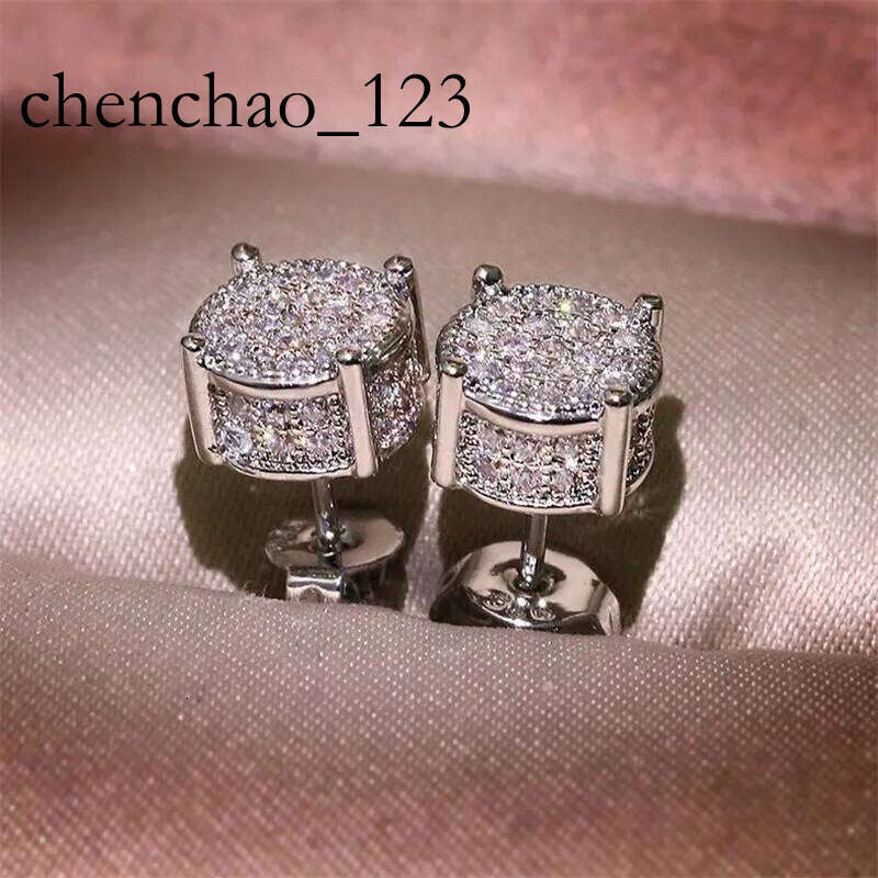 Choucong Hip Hop Stud Earring Vintage Jewelry Sterling Sier Yellow Gold Fill Pave White Sapphire CZ Dia Sparkling Women Men Earrings For Lover Gift