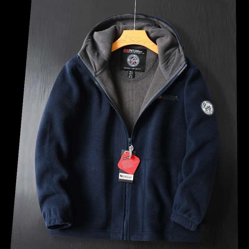 2024 Brand Winter Fleece Men's Casual Thickened Wool Jacket high quality Design Warm Fashion Hooded Coat Outdoor Ski Suit