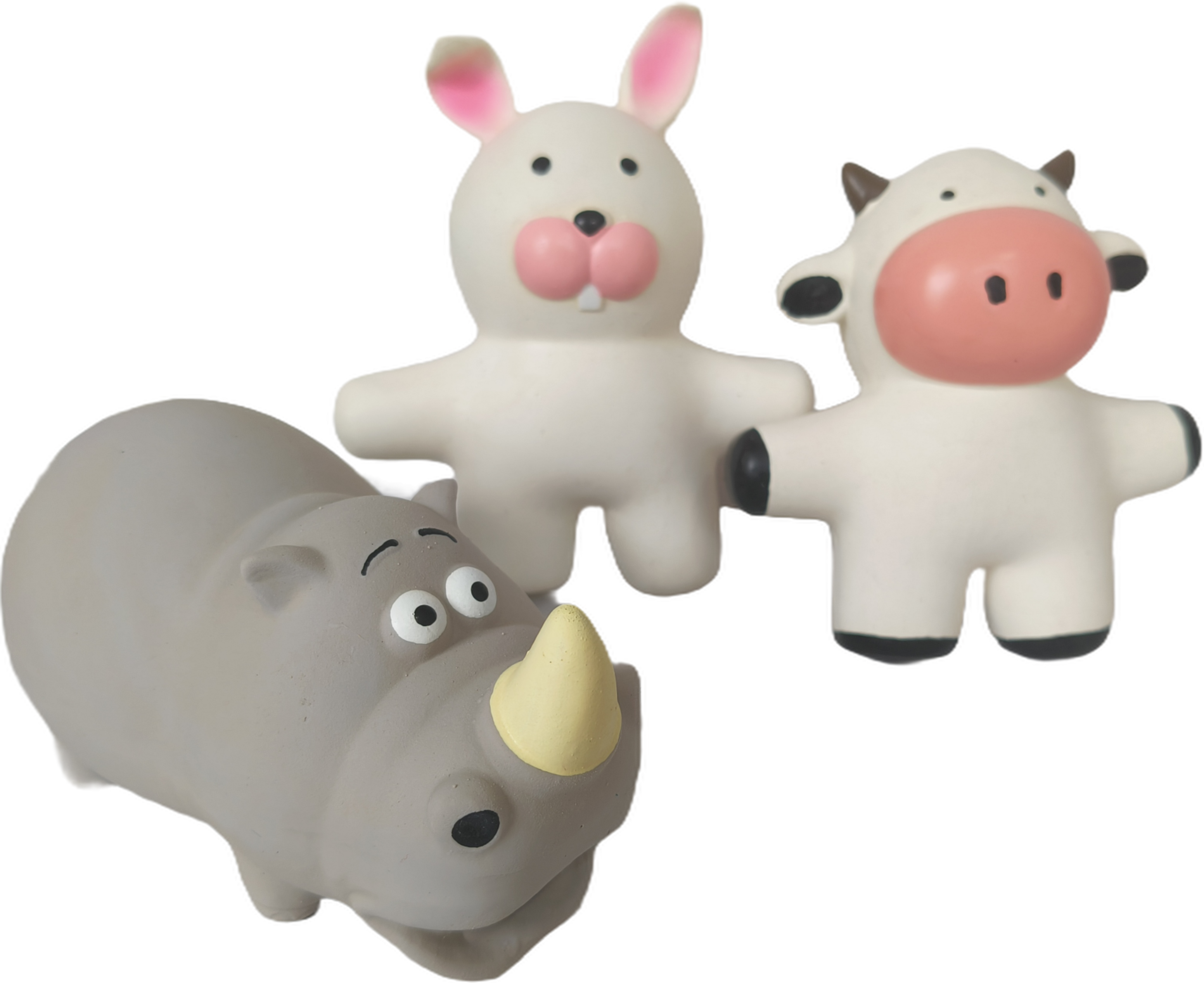 Squeaky Latex Teething Dog Toy Screaming Rubber Chewy Rabbit Hippo Deer Cow Shaped Puppy Pet Toy 4pcs/Pack with distinct toys