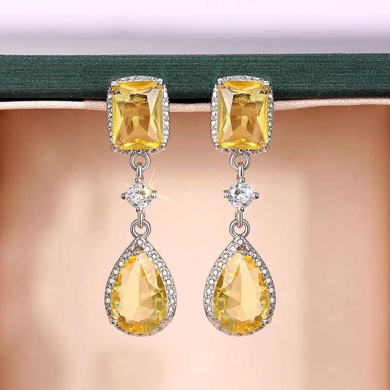 Luxury Female Earrings 925 Silver Needle Shiny Waterdrop Zirconia Earrings for Women Fashion Statement Bride Jewelry Gift Y250510