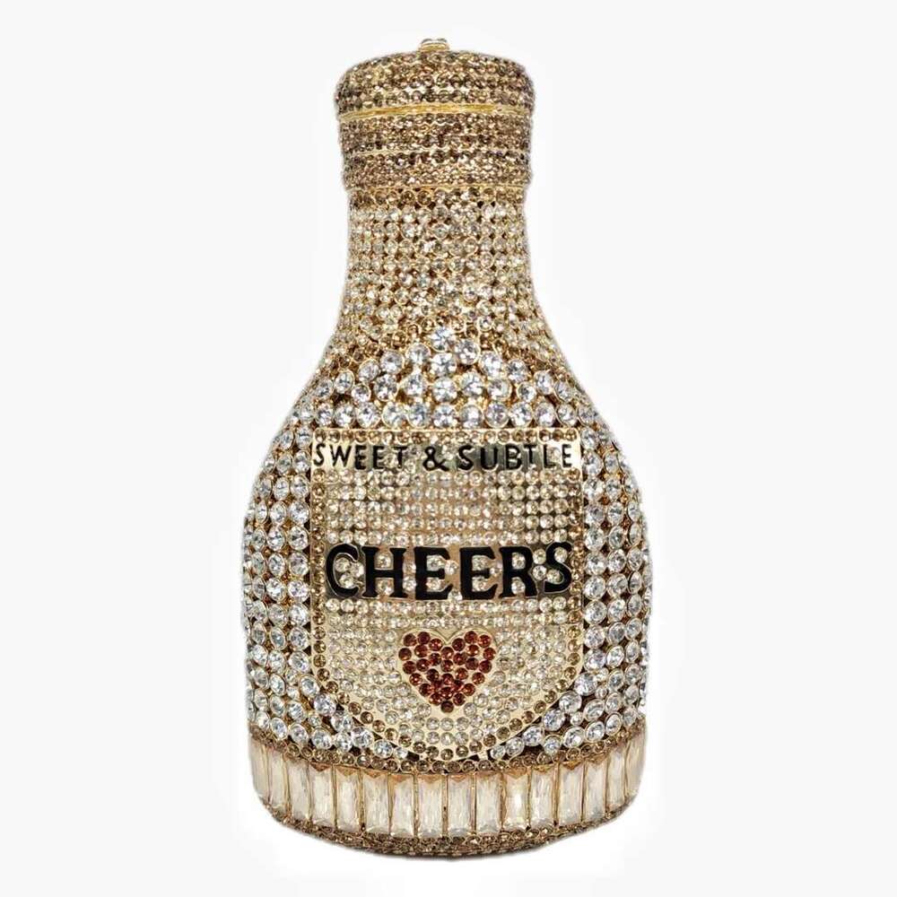 Designer Bag 2025 Champange Bottle Purses New Women Prom Crystal Clutches Dia Lady Handbags Party Wedding Dinner Bag Luxury Bag
