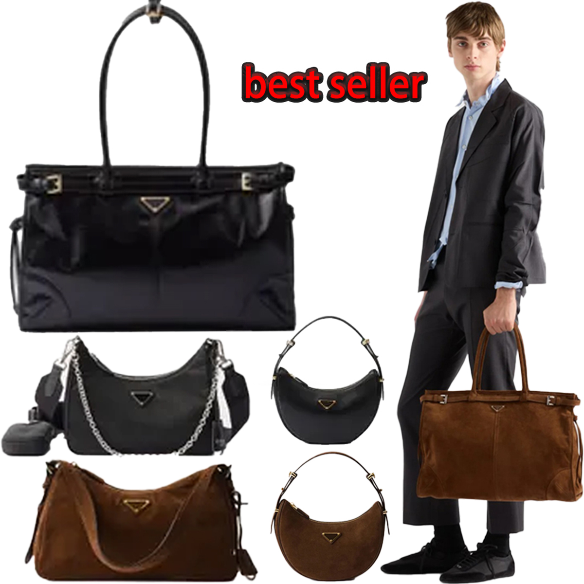 Designer bag Tote Bag Shoulder Bag Fashion Handbag Luxury Bag Purses Triangle symbol Metallic Leather Women's Shopping Bag Summer Beach Bag High Quality Wallet