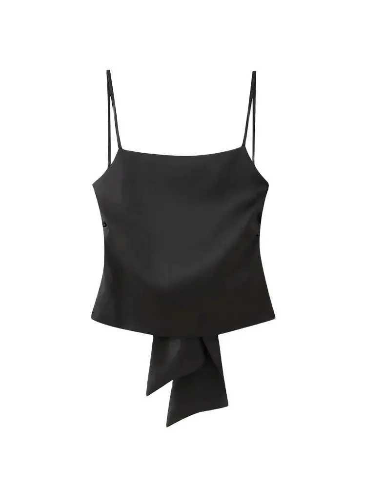 TRZA-Womens Tank Tops with Tied Back Straight Neck Adjustable Thin Straps Female Camis Sexy Fashion M250513