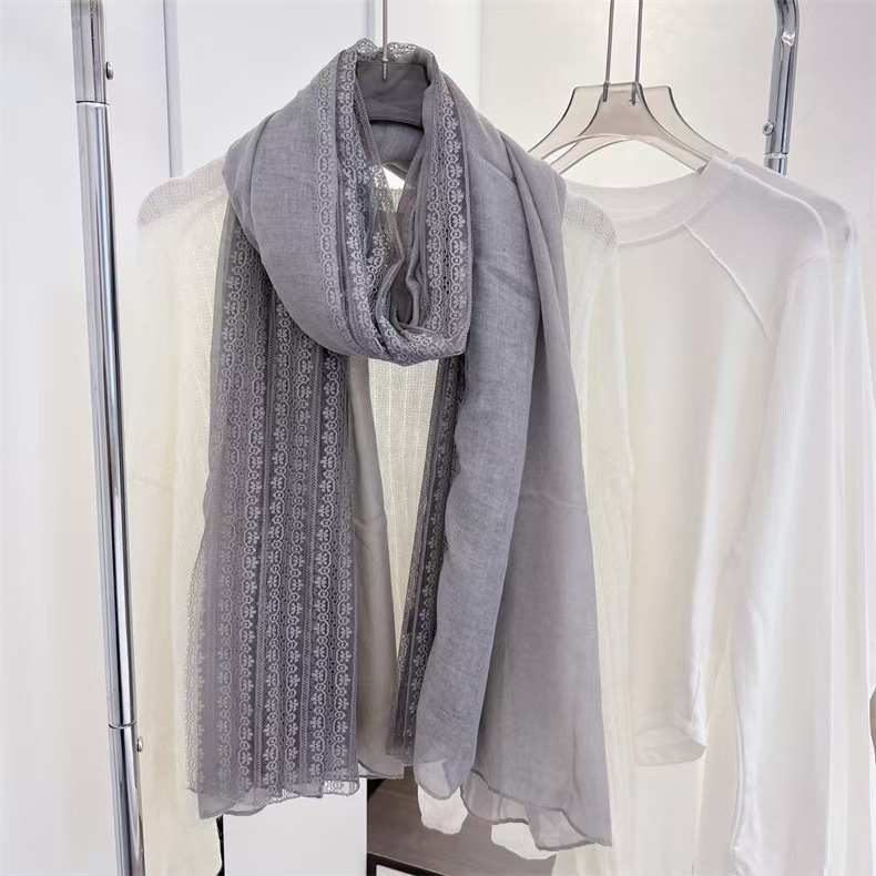 T696 Linen cotton and linen thin scarf fashionable women's outer shawl early spring and summer stylish solid color silk scarf
