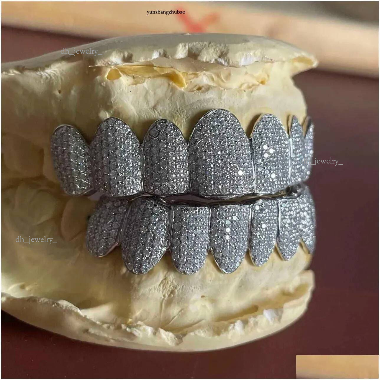 Pendant Necklaces Custom Made Dental Grills Iced Out Sterg Sier Real Gold Jewelry Zigzag Setting Vvs Moissanite Dias Teeth Gr Otd2C