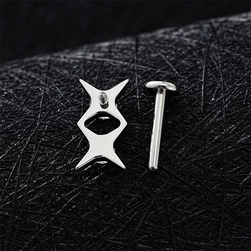 Right Grand ASTM F136 Stud Earring 16G Starburst CZ Flat Back Labret Stud Cartilage Helix Tragus Piercing 250512