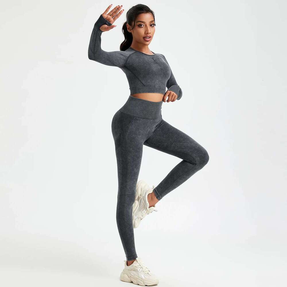 Wash Seamless Pant Skinny Stretch Fiess T-Shirt Sets Running Outdoors Long Underwear