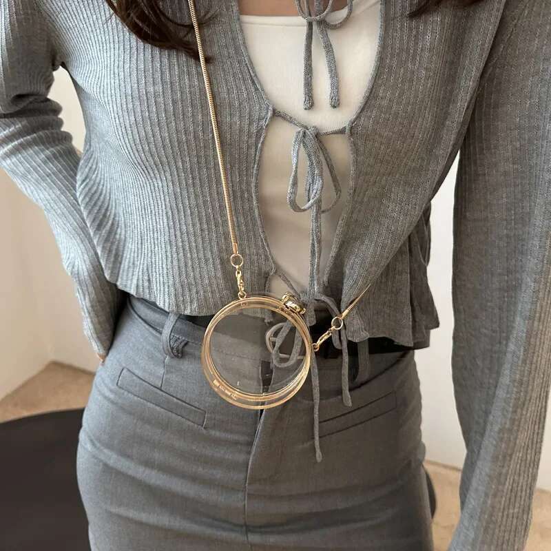 Shaped Women's Love Chain Diagonal Straddle Gold Lock Buckle Transparent Shoulder 2025 Summer New Crossbody Bag