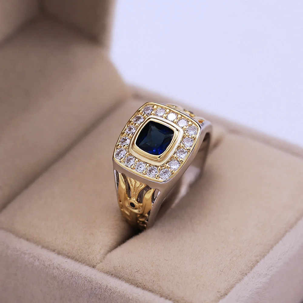 925 Ring for Men Natural 2 Sapphire with Diamond Jewelry Anillos De Bizuteria Anillos Gemstone Rings Box 250509