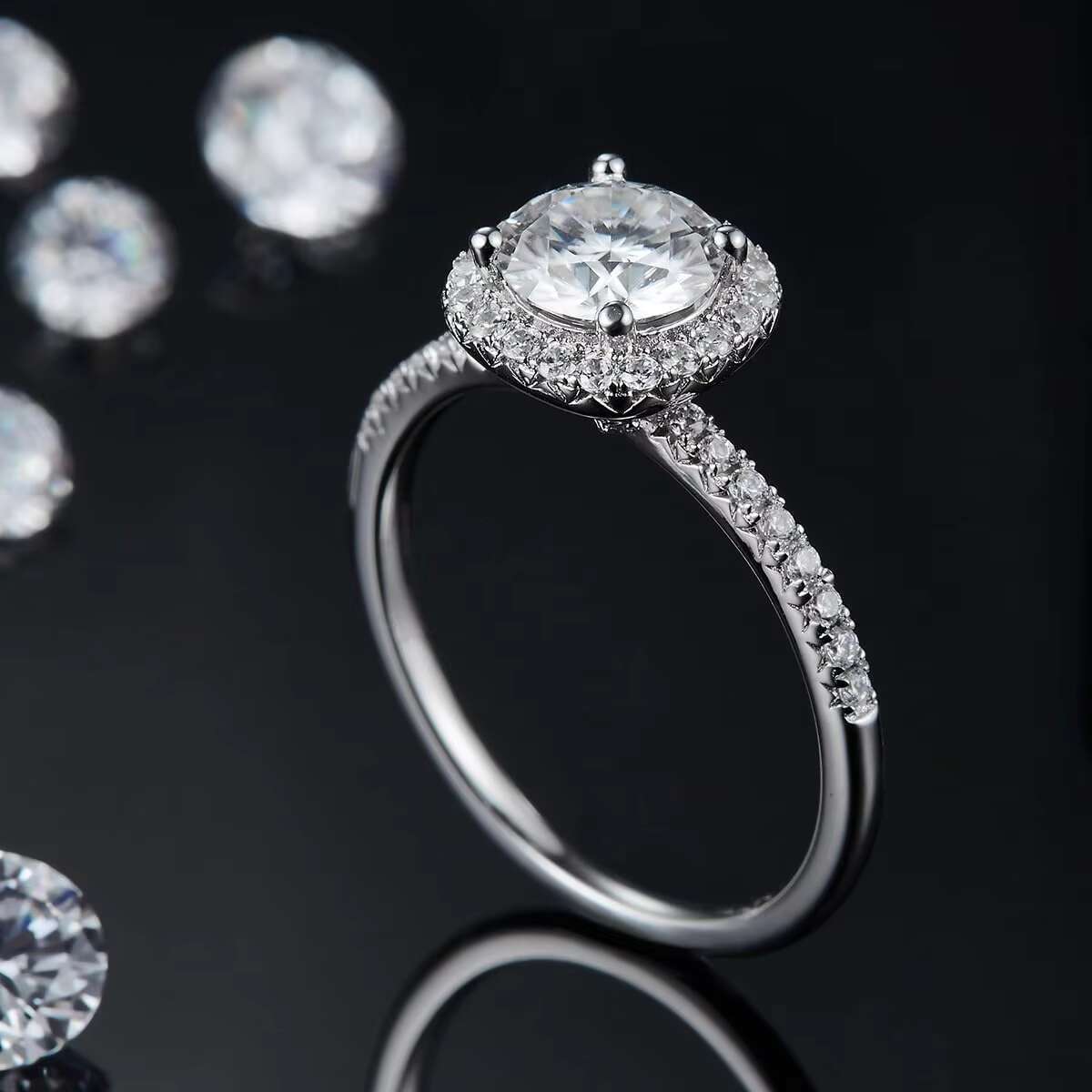 Classic Engagement Wedding Rings 925 Sterling Silver D Color 1-2 CT Moissanite Rings Excellent VVSI Moissanite Rings