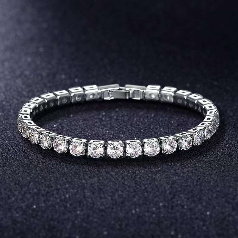 elegant minimalist design sterling silver plated full circle diamante chain bracelet