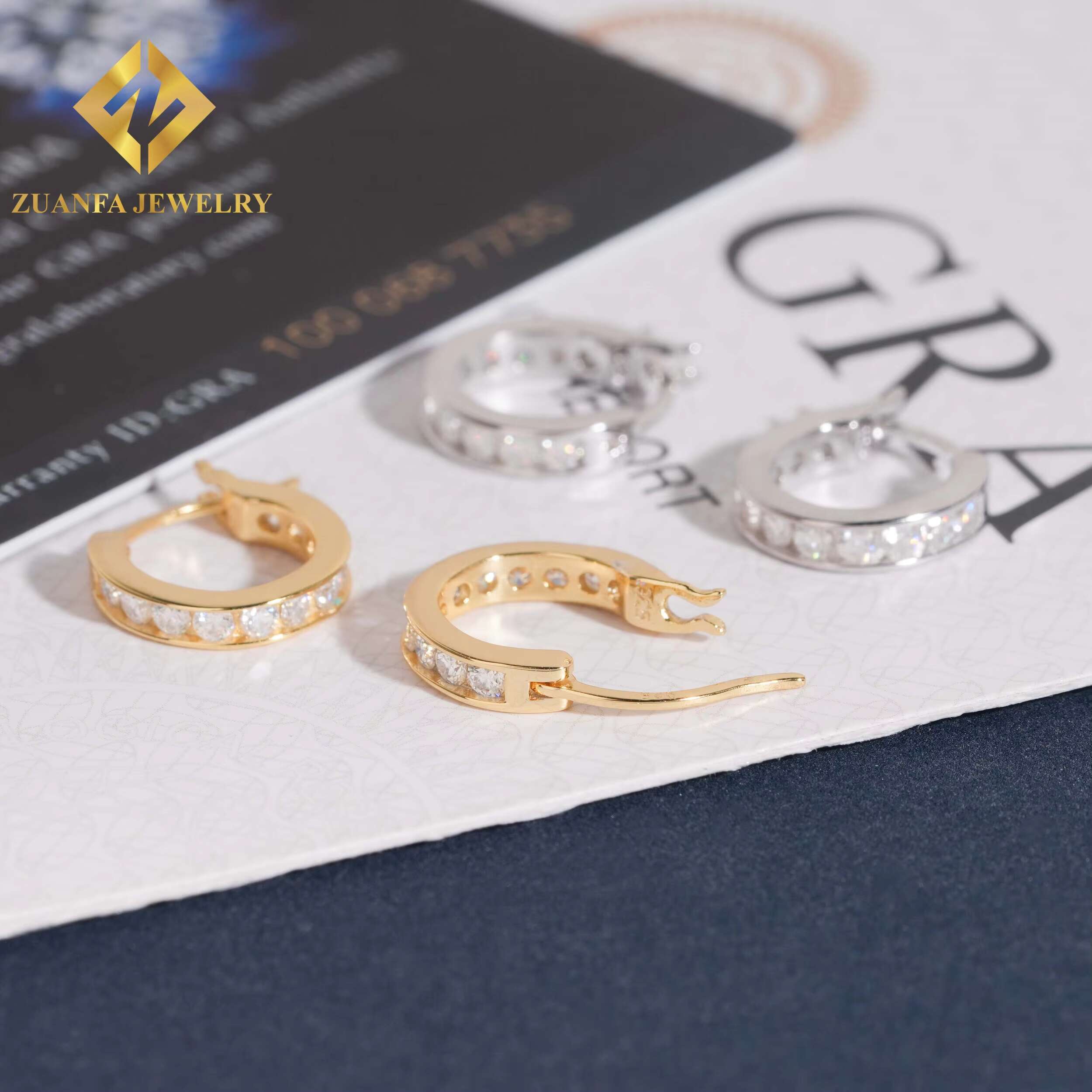 Fashion Hoop Earring 925 Sterling Silver VVS Moissanite Hoop Earring Hip Hop Earring Jewelry for Men Women