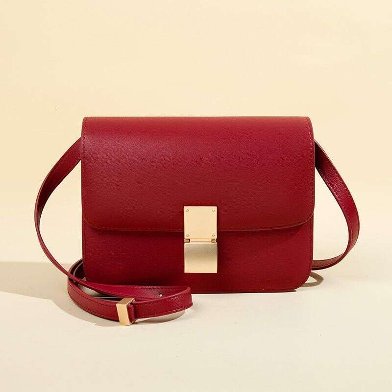 leather with a high-end feel and simple temperament tofu single shoulder crossbody bag, women's box small square bag