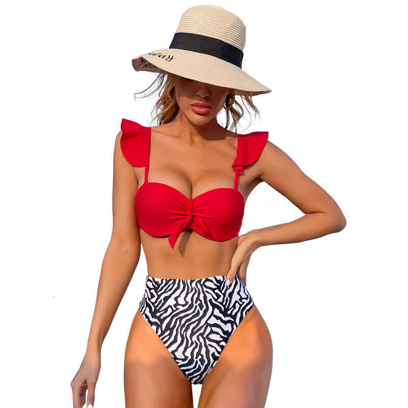 European American bikini women's Bikini printed high waisted swimsuit 2025 new style chic and elegant clothing