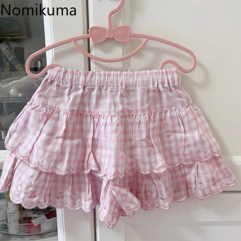 Faldas Mujer De Moda Japanese Summer Skirt Women High Waist Jupe Kawaii y Fashion Plaid Mini Y2k Pink Cute Skirts 250513