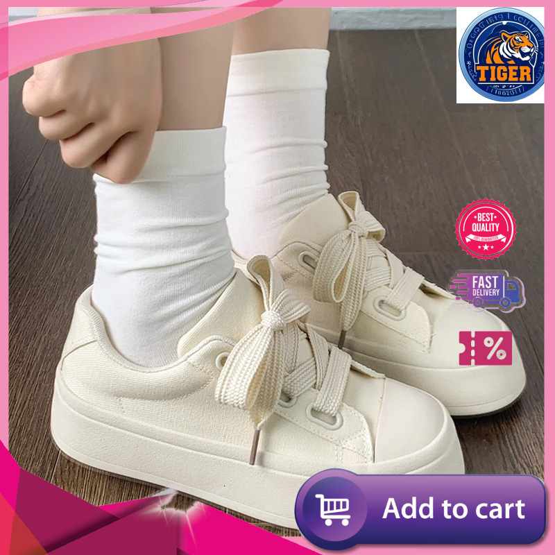 Ddmytiger Thick Soled White Shoes For Women In The Summer Of Fashionable And Casual Board Versatile Student Canvas Instagram Trendy Outdoor Shoes