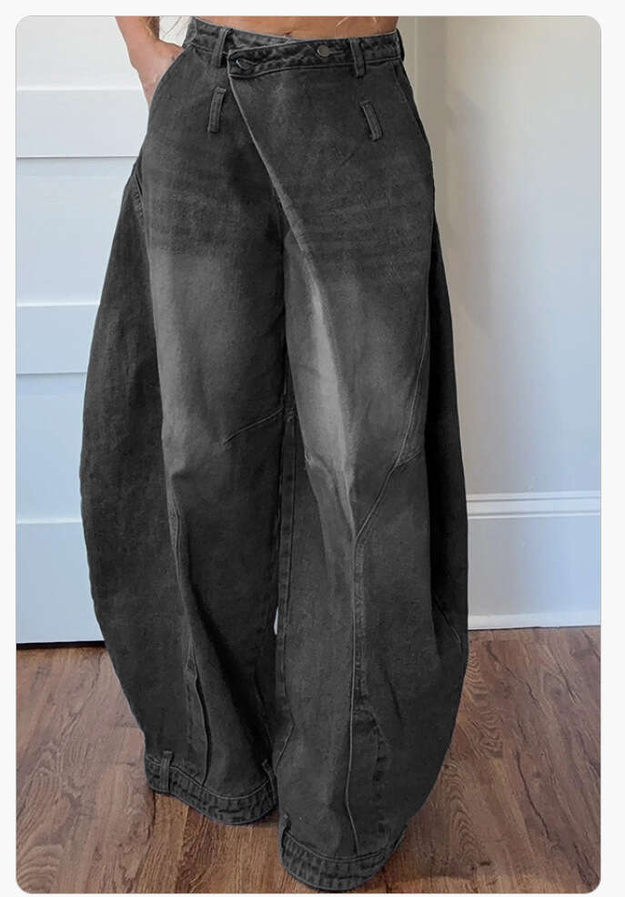 new vintage washed reversed waist women's jeans