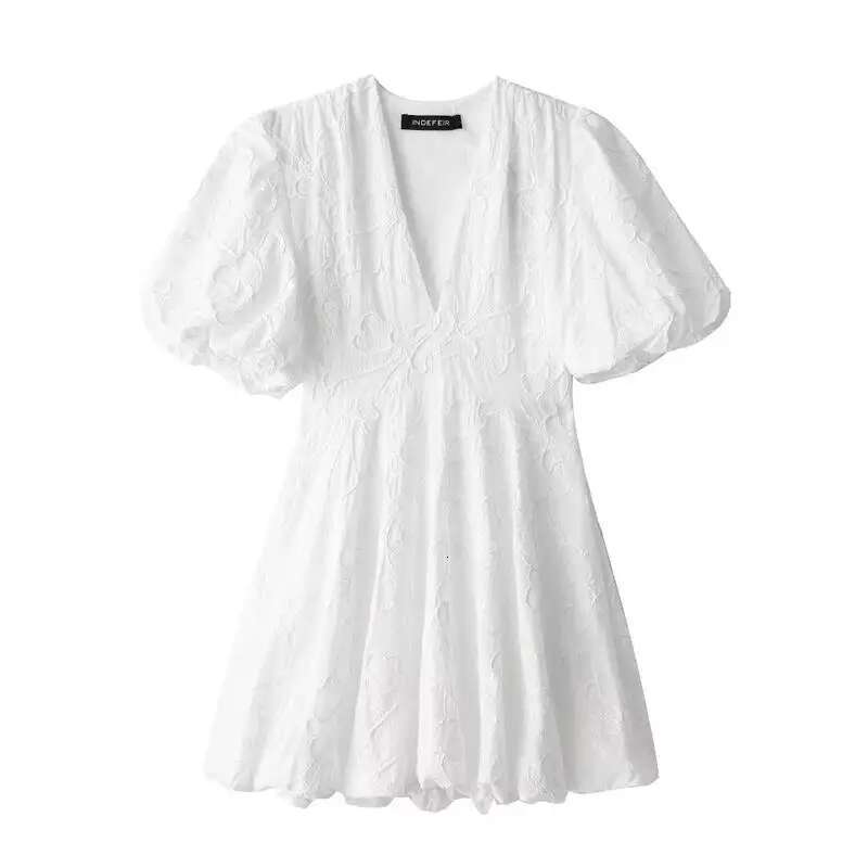 2025 New Embroidered Dresses Summer Fashion Slim V-neck Elegant Vacation Mini Women's Youth Street Party Dress