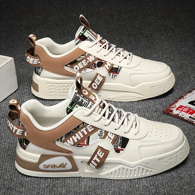 Free shipping. 2025 new designer shoes. Fashionable and casual men's sneakers. Versatile large-sized sports shoes. White sneakers.