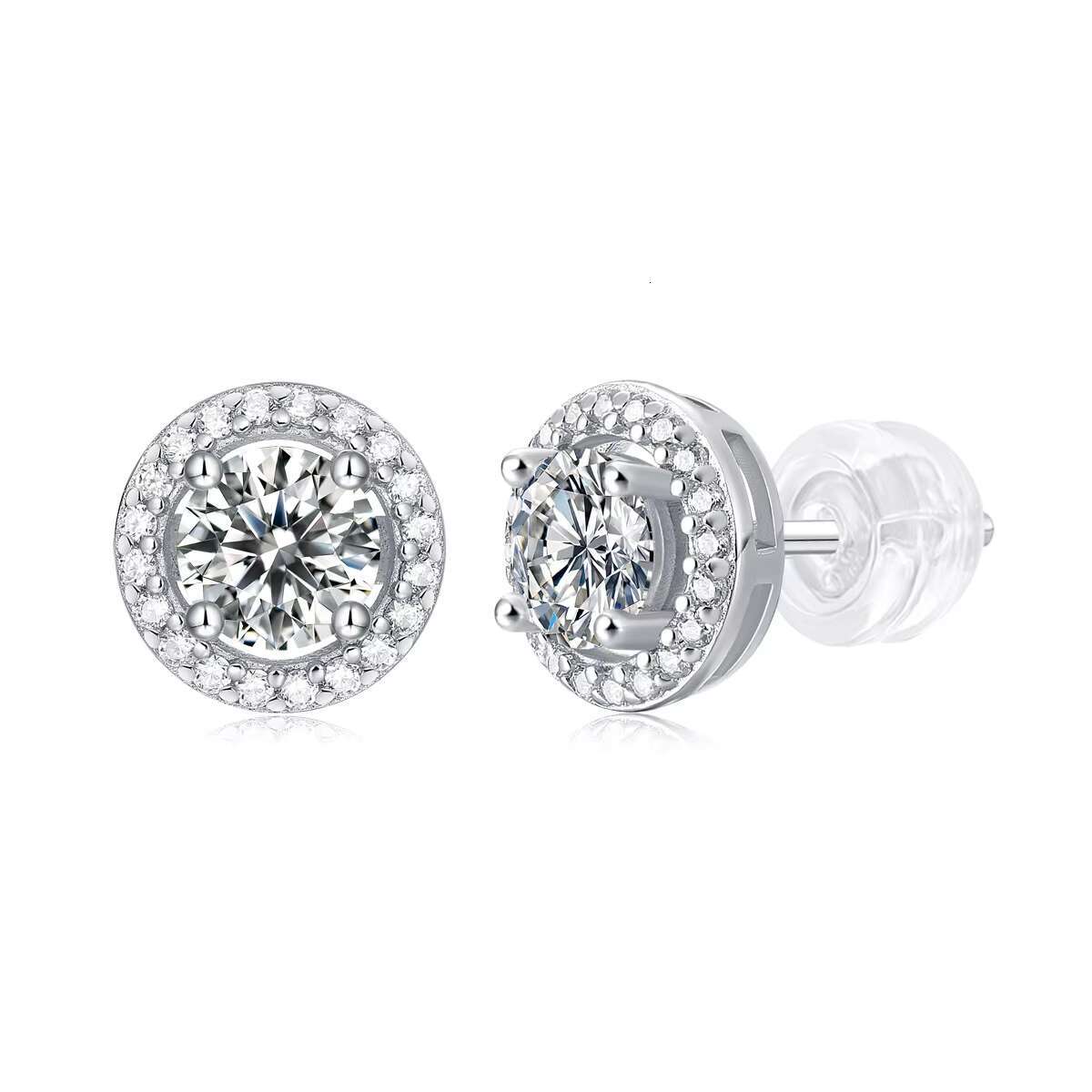 De 0.5ct 1ct D Color Iced Out Diamond Cluster Men Hip Hop 925 Sterling Silver Women VVS Moissanite Stud Earrings