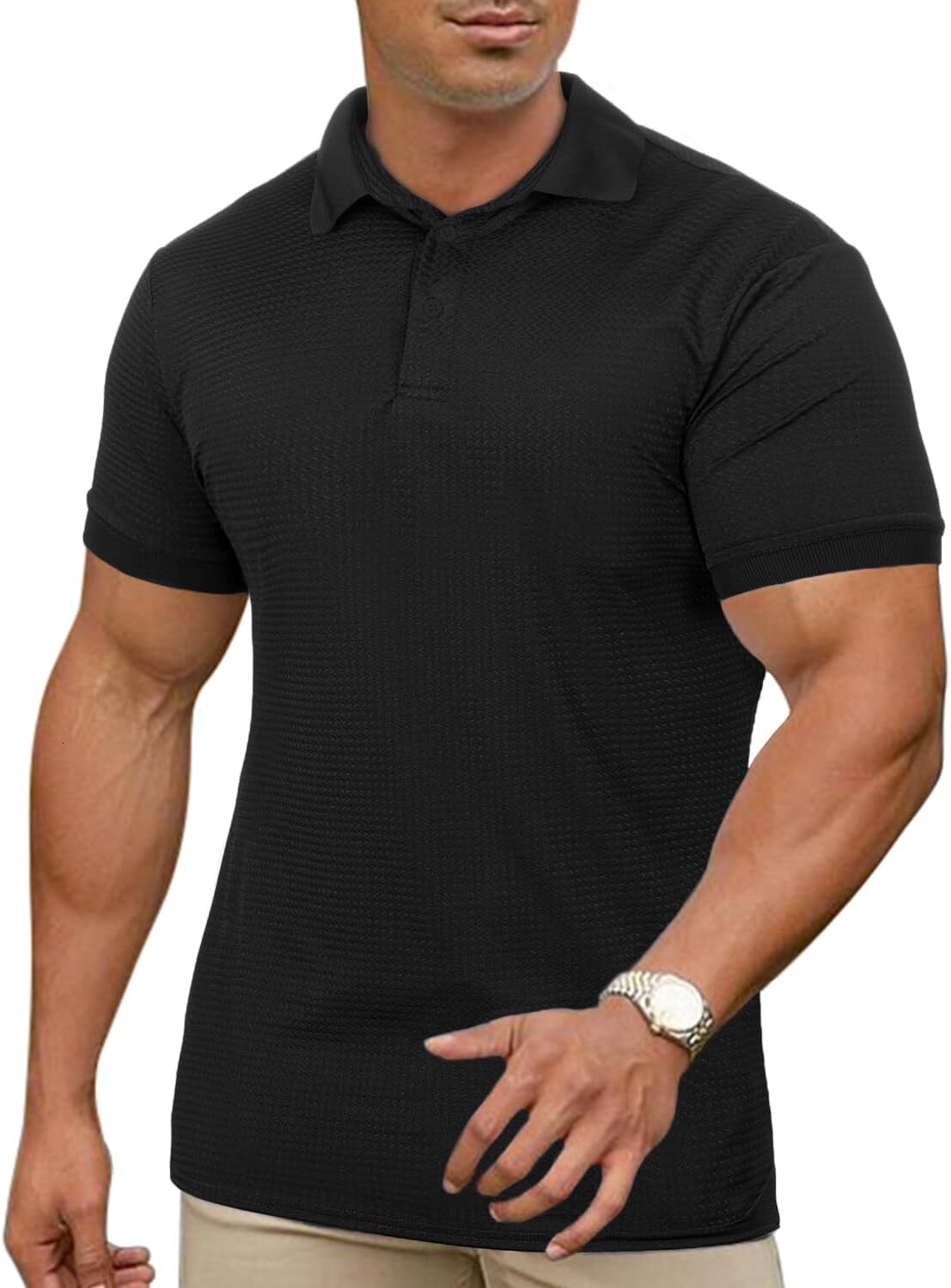 Mens Polo shirt Men's Muscle Polo Shirts Dry Fit Short Sleeve Stretch Slim Fit T Shirts Workout Golf Shirt Polos shirts tshirt Casual tops summer