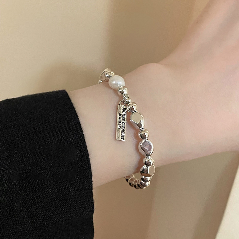 Baroque Pearl Bracelet for Women, Minimalist and Elegant Silver Bead Hand Chain, Luxury and Trendy Jewelry, Wholesale Fashion Accessory
