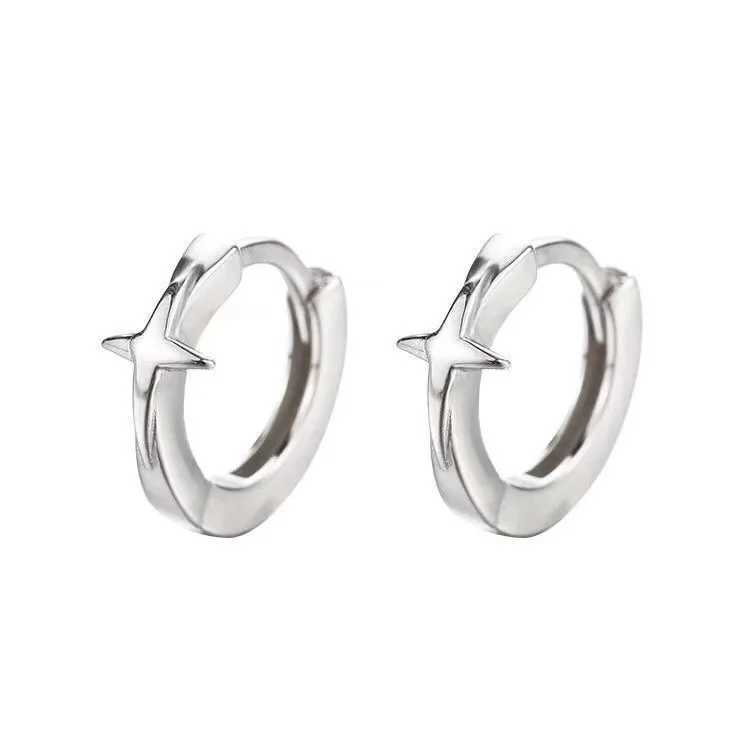 Korean Trend Teenage Earrings Unisex Stainless Steel Simple Small Cross Star Earrings Man Unusual Punk Jewelry Y250510