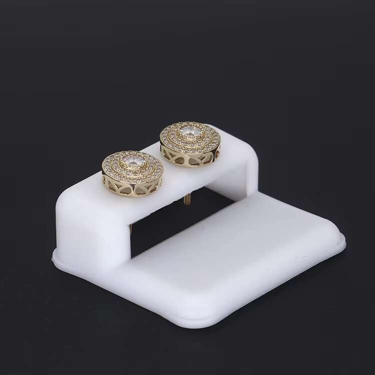 LUCK Hiphop Men Iced Out Hip Hop Sterling Silver 925 Screw Back Moissanite Diamond Classic Stud Earrings