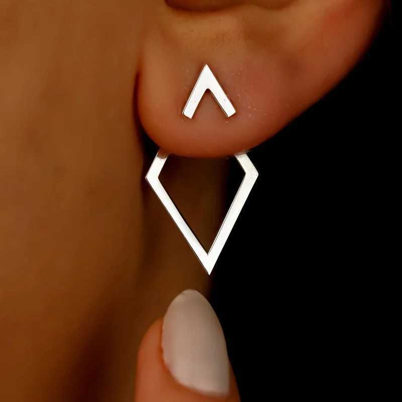 Retro Minimalist Geometric Square Detachable Triangles Stud Earrings for Women Fashion Jewelry Accessories Party Gifts Y250510