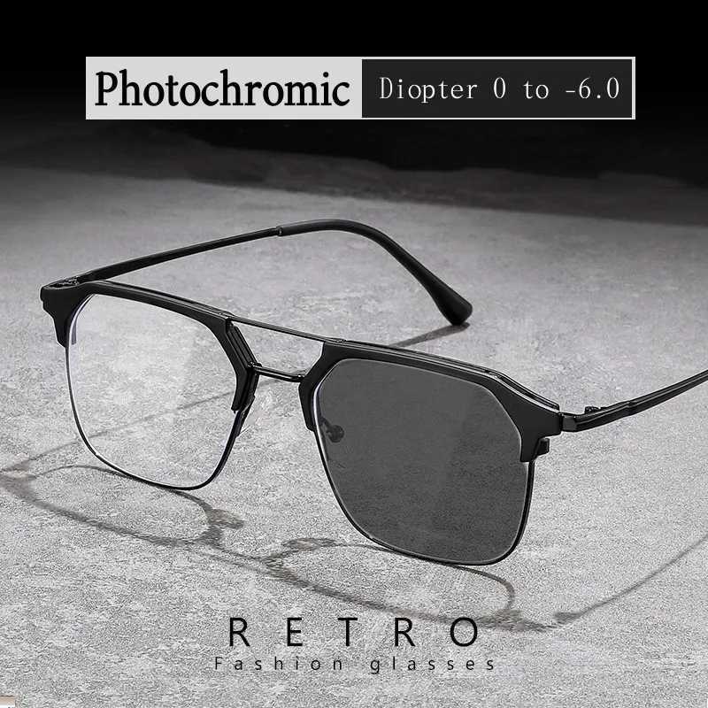 Men Women Color Changing Sunglasses Luxury Photochromic Minus Diopter Glasses Fashion Anti-blue Light Finished Myopia Eyewear W250513