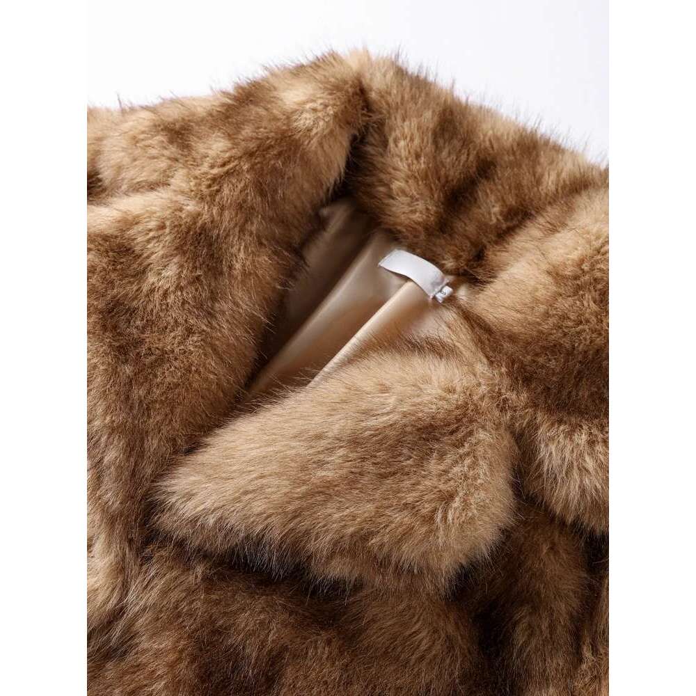Chic Faux Fur Warm Jacket For Women Vintage Full Sleeve Lapel Coats Lady Autumn Winter Elegant Thicken Female New Street Outwear Designer