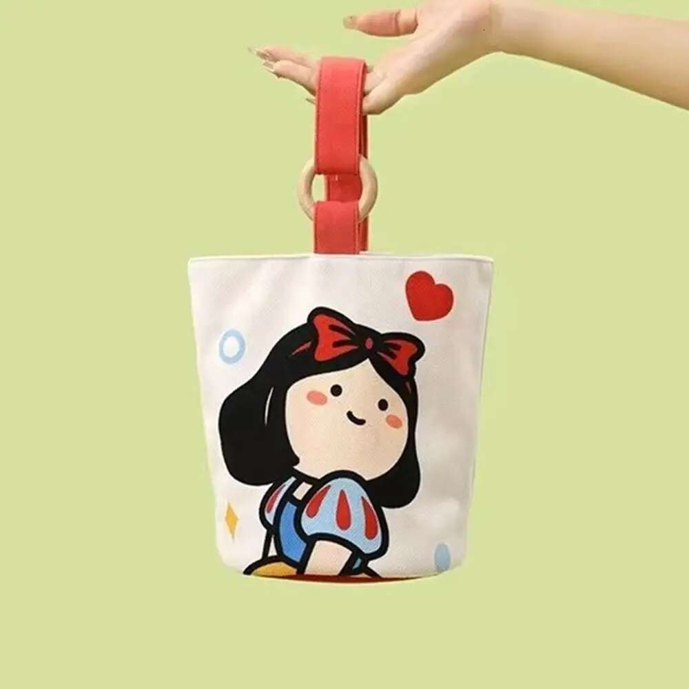 Cartoon Girl Canvas Bucket Korean Style Shoulder Y2k Outing Shopping Women Sweet Cute Handbag Student Lunch Bag