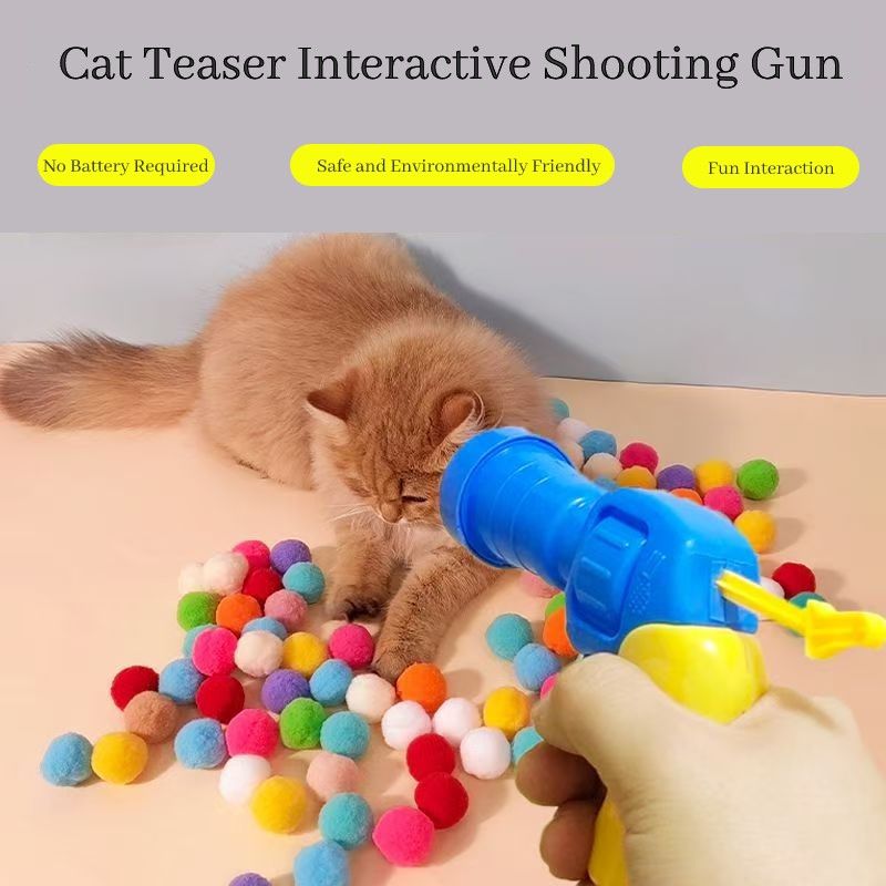 Silent Furry Ball Launcher Toy for Cats - Interactive Cat Entertainment Device