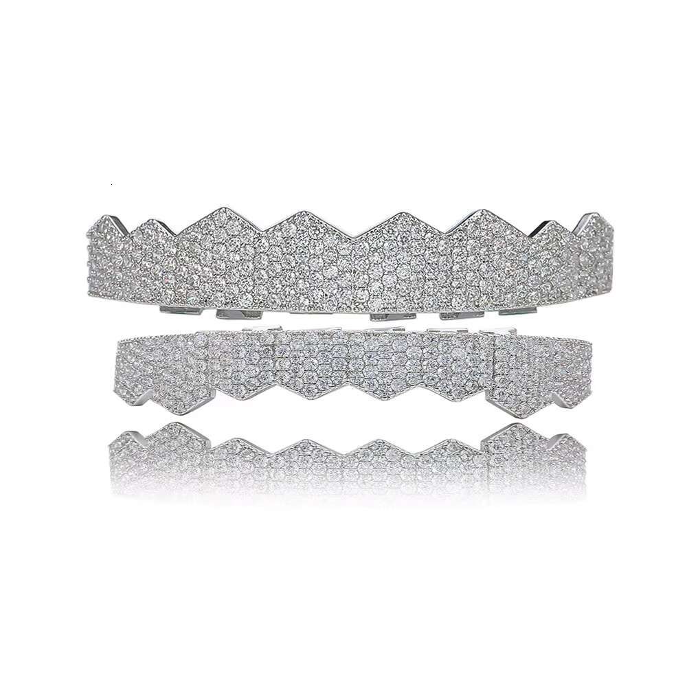 Custom High-Quality Hip Hop Jewelry Teeth 8Top 8Dowm 925 Silver Vvs Diamond Fully Iced Out Perm Cut Moissanite Grillz for Mens